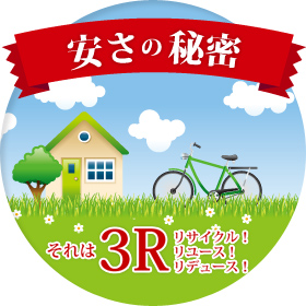 安さの秘密 それは3Rリサイクル!リユース!デュース!